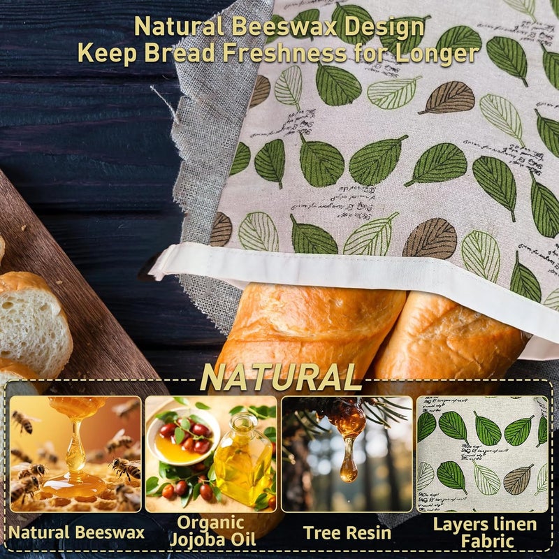 GCTGCT Sourdough Bread Bags for Homemade Bread Freezer & Refrigerator, 17" X 13" Moisture Lock and Freshness with Reusable Linen Materials Reusable Bread Bag Bread Boxes(2 Pack) - Image 2